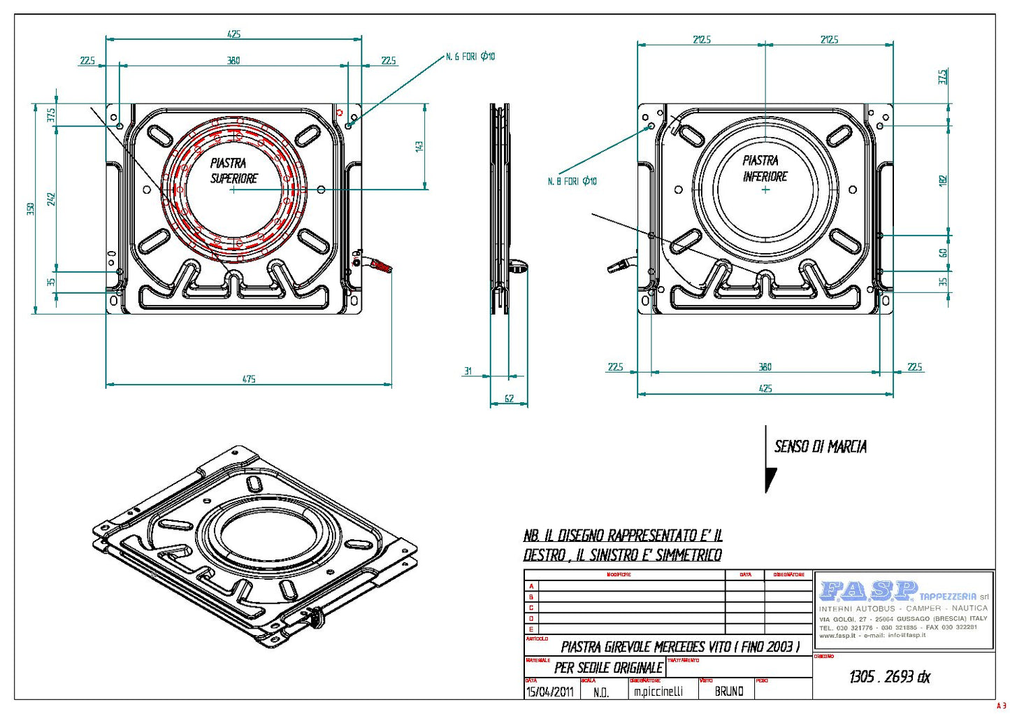FASP Mercedes Vito Single Seat Swivel Base (Pre 2003)
