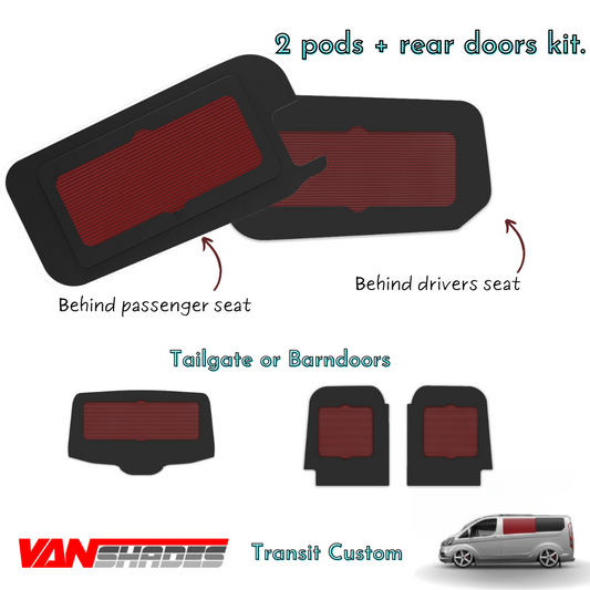 Ford Transit Custom - Vanshades - 2 Window Pods® + Rear Door Kit