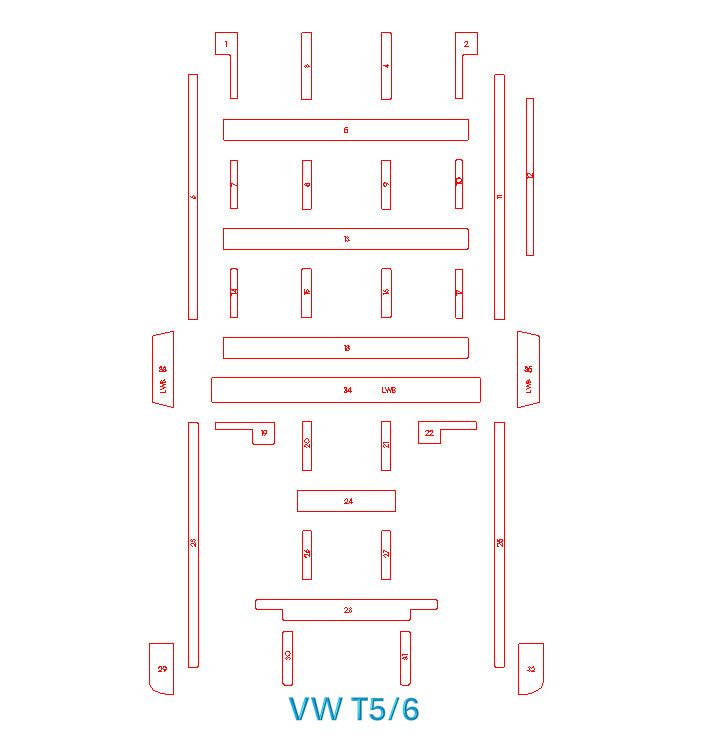VW T5/T6 underfloor packing kit - 9mm