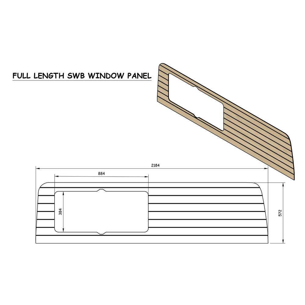Oak Window Panel/Splashback Full Length - VW T5/T6