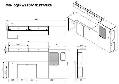 Square Backed Universal Campervan Kitchen Interior Unit